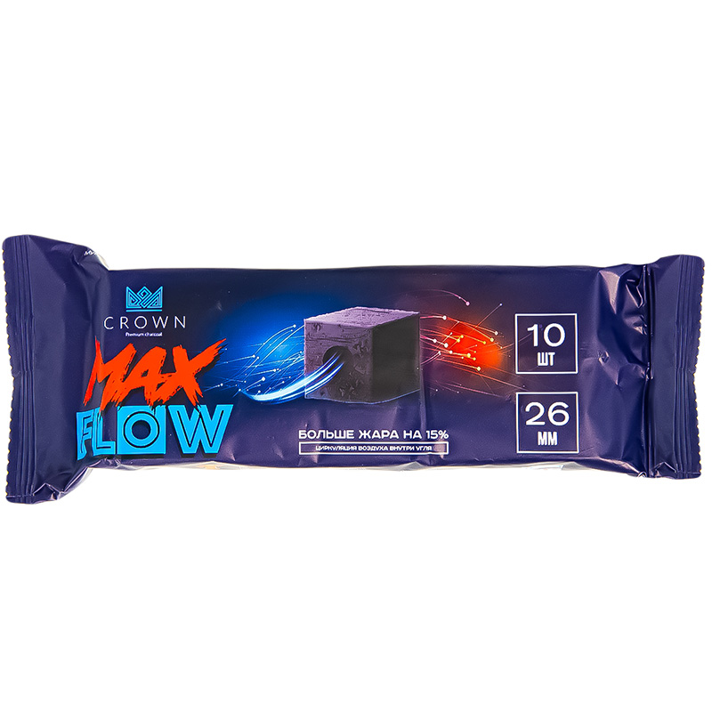 Уголь для кальяна кокосовый - Crown Maxflow 10шт 26мм